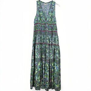 ROCOCO SAND Sleeveless Maxi dress Women Medium Crochet Jewel Tiered‎ Ruffle